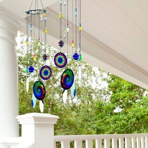 Chakra Crystal Metal Wind Chimes Window Garden Hanging Windchimes Boho Mandala